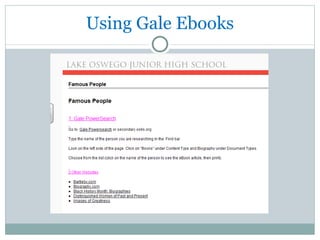 Using Gale Ebooks 