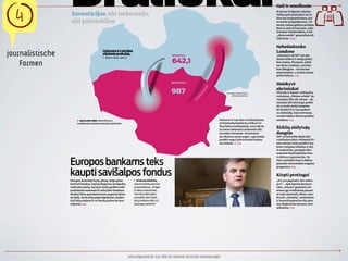 $
                  Braliukai
                   Investicijos Abi nukentėjo,
                   abi patrauklios
                                                                                                                                                                                   Gali ir smulkusis
                                                                                                                                                                                   Iš pirmo žvilgsnio tolimos



                                                                                                                                                                                                               
                                                                                                                                                                                   rinkos gali pasirodyti ne to-
                                                                                                                                                                                   kios jau nepasiekiamos, kai
                                                                                                                                                                                   su jomis susipažįstama. Už-
                                                                                                                                                                                   sienio rinkas galima prisijau-
                                                                                                                                                                                   kinti ir įsitvirtinti jose, sako
                                                                                                                                                                                   Donatas Veinšreideris, UAB
                                                                                                                                                                                   „Jūrės medis“ generalinis di-
                                                                                                                                                                                   rektorius. 14 p.

                                                                                                                                                                                   Nebeišsitenka
                                              Lietuvos ir Latvijos                                                                                                                 Londone
journalistische                               u sienio prekyba,
                                                2010 m. I ketv., mln. Lt
                                                                                                           IMPORTAS                                                                „Lituanica uk ltd“ jau pla-

                                                                                                           642,1
                                                                                                                                                                                   nuoja atidaryti naują preky-
    Formen                                                                                                                                                                         bos centrą. Pirmasis, įsikū-
                                                                                                                                                                                   ręs Rytų Londone, savinin-
                                                                                                                                                                                   kus džiugina – čia kuriasi
                                                                                                                                                                                   amatininkai, o turkai ateina
                                                                                                                                                                                   pirkti kefyro. 6 p.

                                                                                                           EKSPORTAS
                                                                                                                                                                                   Išsiskyrė
                                                                                                                                                                                   akcininkai
                                                                                                           987                                  ŠALTINIS: STATISTIKOS
                                                                                                                                                     DEPARTAMENTAS
                                                                                                                                                                                   Vilniuje ir Kaune veikiančių
                                                                                                                                                                                   restoranų „Dienos sriuba“ sa-
                                                                                                                                                                                   vininkas liko tik vienas – ak-
                                                                                                                                                                                   cininkai dėl skirtingo požiū-
                                                                                                                                                                                   rio į verslo ateitį nuspren-
                                                                                                                                                                                   dė išsiskirti ir tuo paskati-
                                                                                                                                                                                   no diskusiją, kad restoranų
                                                                                                                                                                                   verslas labiau skirtas profesi-
                         ABI KAIMYNS viena kitai yra                                                                                     Lietuvos ir Latvijos verslininkams       onalams. 6 p.
                       svarbiausios usienio prekybos partners                                                                           artimiausių kaimynų rinka ir to-
                                                                                                                                          liau lieka svarbiausioji, nors abi ša-
                                                                                                                                          lys bene labiausiai nukentėjo dėl
                                                                                                                                                                                   Žirklių siūlytojų
                                                                                                                                          recesijos Europoje. Investuoto-          daugėja
                                                                                                                                          jus skatina noras augti, o geriausia     Dėl vyriausybių skolų išsi-
                                                                                                                                          pradėti augti įsitvirtinant kaimy-       vysčiusios šalys vėliausiai ki-
                                                                                                                                          nų rinkoje. 4, 5 p.                      tais metais turės pradėti ma-
                                                                                                                                                                                   žinti viešąsias išlaidas ir kel-
                                                                                                                                                                                   ti mokesčius, perspėja Eko-
                                                                                                                                                                                   nominio bendradarbiavimo
                                                                                                                                                                                   ir plėtros organizacija. Ta-

                  Europos bankams teks                                                                                                                                             čiau analitikai kartu didina
                                                                                                                                                                                   pasaulio ekonomikos augimo
                                                                                                                                                                                   prognozes. 8 p.

                  kaupti savi alpos fondus                                                                                                                                         Kirpti protingai
                  Europos Komisija kuria planą, kaip apmo-                       STASYS KROPAS,                                                                                    „Tai yra paprasta, bet nelen-
                  kestinti bankus, kad jų žlugimas neužgultų                   Lietuvos bank asociaci-                                                                            gva“, – apie japonų korpora-
                  valstybės pečių, kai juos tenka gelbėti mili-                jos prezidentas: „Pinigai                                                                           cijos „Toyota“ gamybos sis-
                  jardinėmis sumomis iš valstybės biudžeto.                    i niekur neatsiranda.                                                                              temos įgyvendinimą įmonė-
                  Bankai būtų apmokestinami pagal jų balan-                    Tam tikra dalis pelno                                                                               se sako Samuelis Obara, ben-
                  sų dydį, turtą arbą įsipareigojimus, mokes-                  sumat, bet turbt                                                                                drovės „Honsha“, mokančios
                  čiai būtų siejami ir su bankų pelnu bei pre-                 bt renkama dalis ir i                                                                            ir konsultuojančios šią siste-
                  mijomis. 8 p.                                                paslaug mokesio.“                                                                                 mą diegiančias įmones, kon-
                                                                                                                                                                                   sultantas. 9 p.




                                                                           www.ulfgruener.de Juni 2010 für Verband Deutscher Lokalzeitungen
 