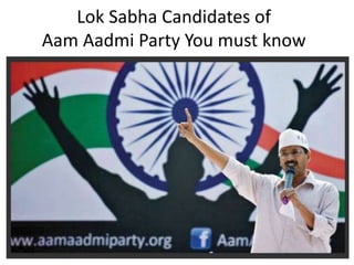 Lok Sabha Candidates of
Aam Aadmi Party You must know

 
