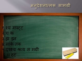 १.श्य मपट्ट
२.च क
३.झ ड़न
४.स ांके तक
५.द्र्शश्य श्रयय स मग्री
६.च टट
 