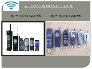WIRELESS MODELS OF 1G & 2G
1G WIRELESS SYSTEMS 2G WIRELESS SYSTEMS
 