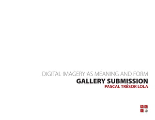 GALLERY SUBMISSION
PASCAL TRÉSOR LOLA
DIGITAL IMAGERY AS MEANING AND FORM
 