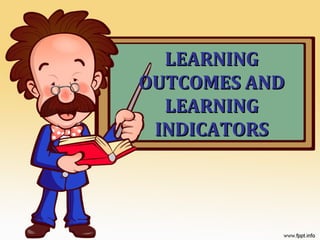 LEARNINGLEARNING
OUTCOMES ANDOUTCOMES AND
LEARNINGLEARNING
INDICATORSINDICATORS
 