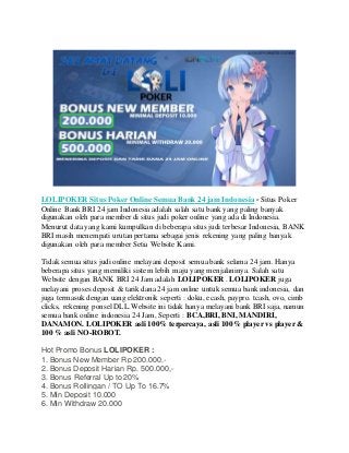 Panduan Deposit & Tarik Dana Situs Poker Online 24 Jam PKV & IDN