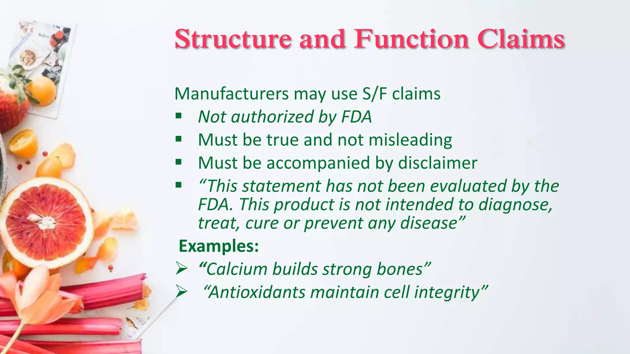 labelling requirements and label claims for dietary supplements in USA ...