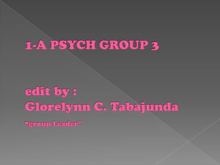 1-A PSYCH GROUP 3edit by :Glorelynn C. Tabajunda-group Leader”