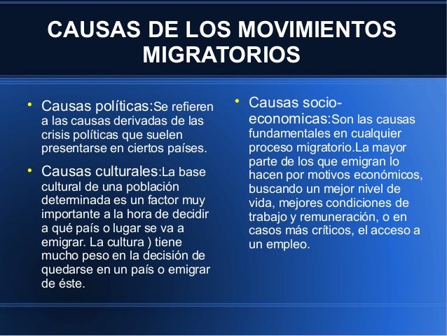 Causas De La Migracion