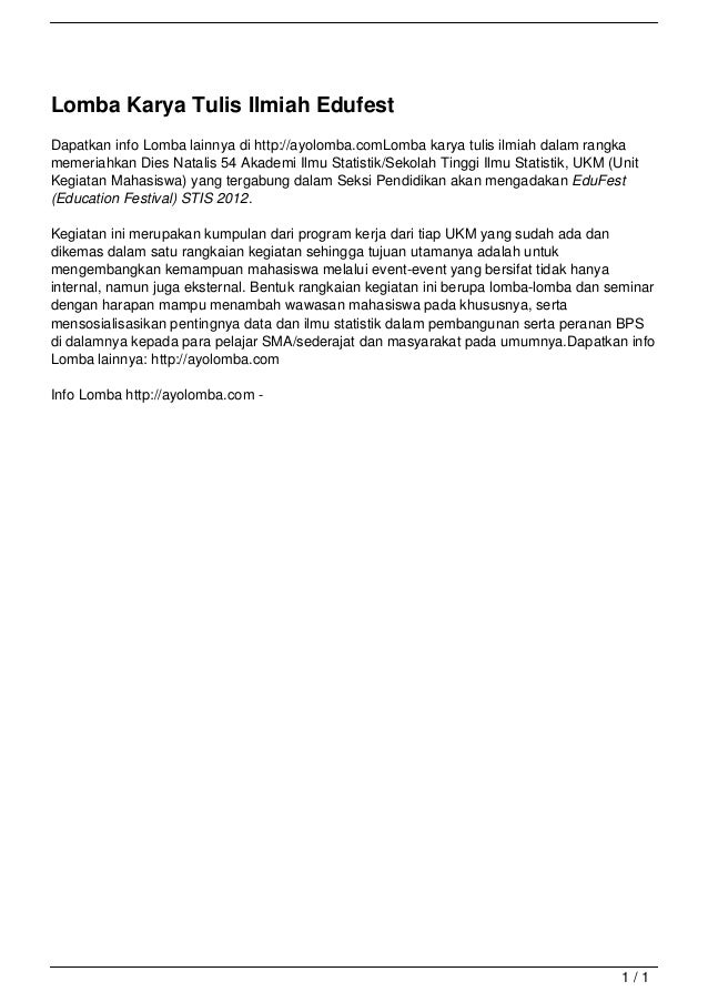 Lomba Karya Tulis Ilmiah Edufest