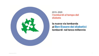2015- 2020
I lombardi al tempo del
diabete
la nuova via lombarda
al Ben Essere dei diabetici
lombardi nel terzo millennio
1settembre2014
 