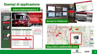 Esempi di applicazione
Aeroporto Malpensa
www.malpensaexpress.it
http://e015.infoblutraffic.com/
 