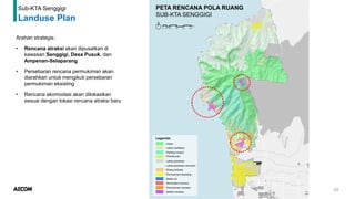 55
Sub-KTA Senggigi
Landuse Plan
Arahan strategis:
• Rencana atraksi akan dipusatkan di
kawasan Senggigi, Desa Pusuk, dan
Ampenan-Selaparang
• Persebaran rencana permukiman akan
diarahkan untuk mengikuti persebaran
permukiman eksisting
• Rencana akomodasi akan dilokasikan
sesuai dengan lokasi rencana atraksi baru
 