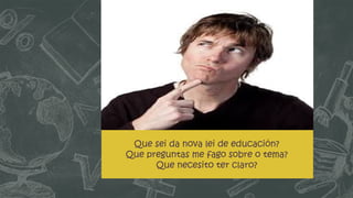 Que sei da nova lei de educación? 
Que preguntas me fago sobre o tema? 
Que necesito ter claro? 
 