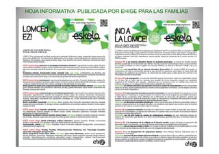 HOJA INFORMATIVA PUBLICADA POR EHIGE PARA LAS FAMILIAS
 