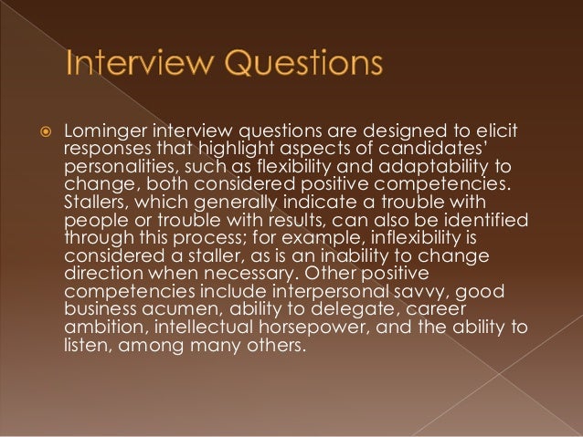 Lominger Competencies Interview Questions Pdf Lominger Interviewing