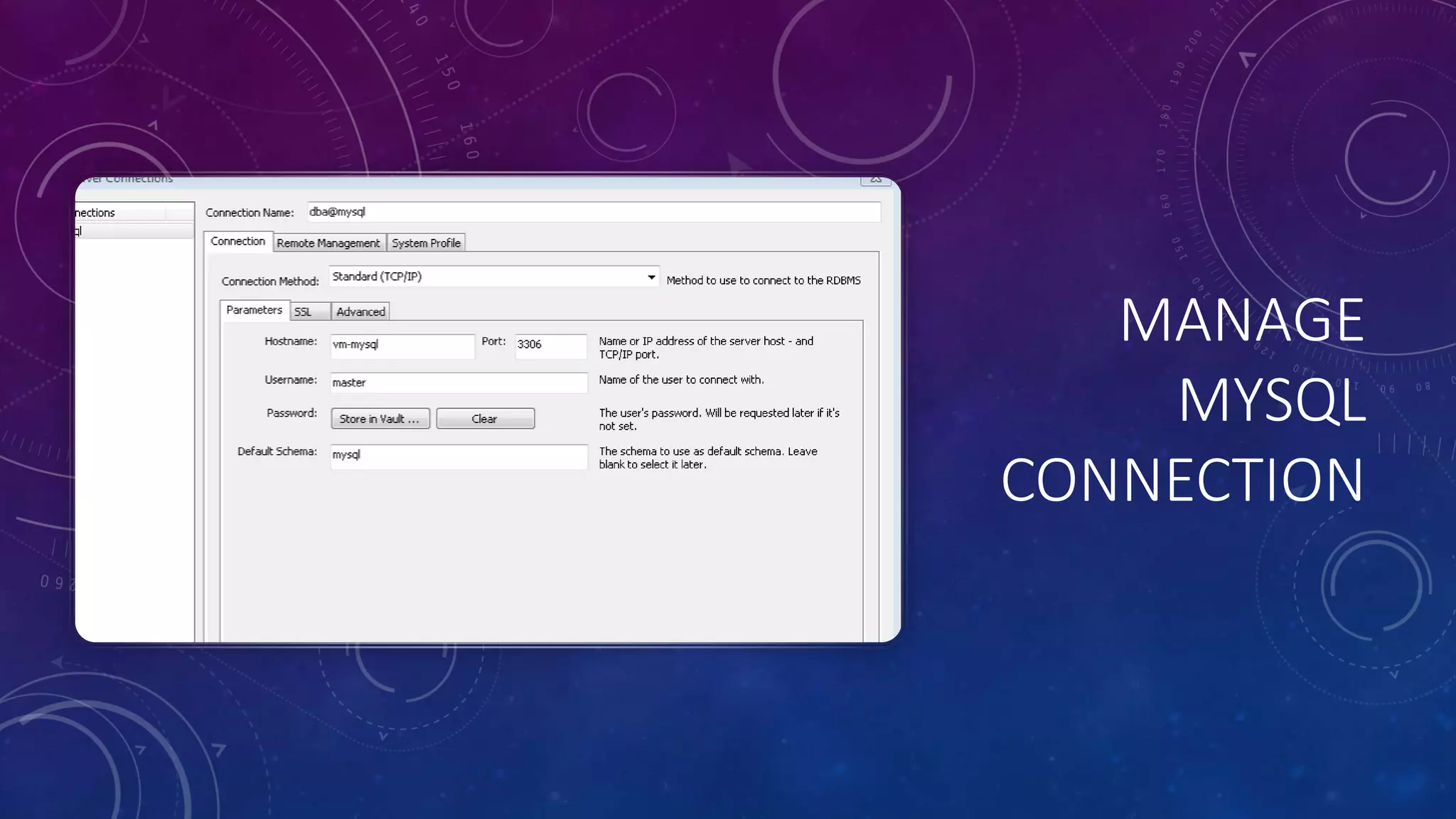 MANAGE
MYSQL
CONNECTION
 