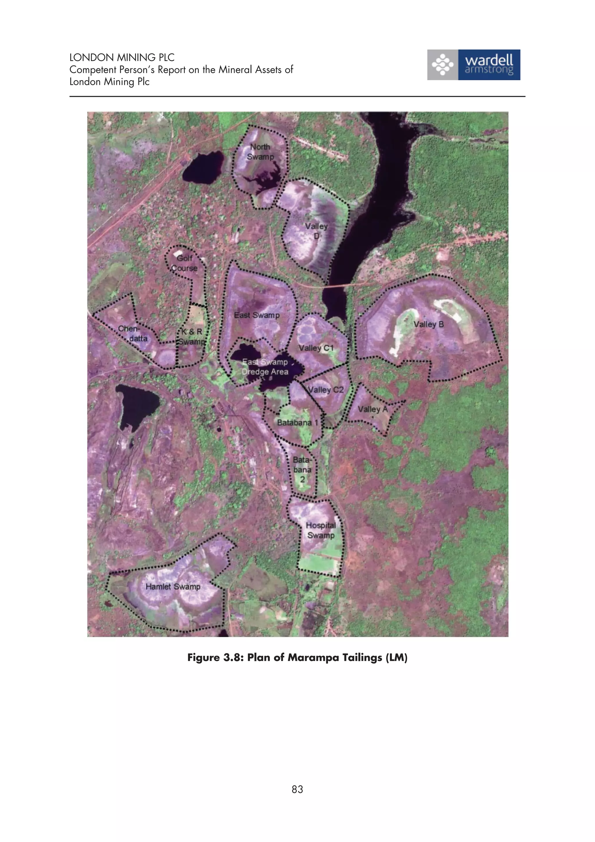 LONDON MINING PLC
Competent Person’s Report on the Mineral Assets of
London Mining Plc




                          Figure 3.8: Plan of Marampa Tailings (LM)




                                                 83
 