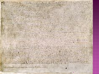 Οι Βίκινγκς , κυρίως της Δανίας και της Νορβηγίας
άρχισαν τις επιδρομές στο νησί.
Το αποτέλεσμα ήταν === ένα μεγάλο μέρος να το
καταλάβουν οι Βίκινγκς και να το κρατήσουν μέχρι τα
μέσα του 10ου αιώνα.
Οι βασιλείς της Αγγλίας, αφού στηρίχτηκαν στους
διάφορους ιππότες, αύξησαν την επιρροή τους και
κατάφεραν να ενισχύσουν την εξουσία τους απέναντι
στους φεουδάρχες.
Στο διάστημα αυτό, η Αγγλία κατέλαβε ένα μέρος από
τη Γαλλία.
Την εποχή του  Ιωάννη του Ακτήμονα  ξεσηκώθηκαν οι  
βαρώνοι,  με αποτέλεσμα
ο βασιλιάς να υποχωρήσει και να τους παραχωρήσει
σημαντικά προνόμια,
τη λεγόμενη Μάγκνα Κάρτα 
(καταστατικό χάρτη δικαιωμάτων)


9

 