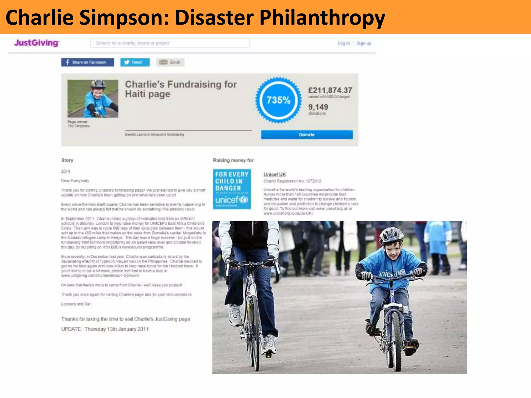Charlie	
  Simpson:	
  Disaster	
  Philanthropy	
  
 