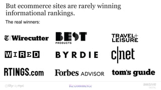 But ecommerce sites are rarely winning
informational rankings.
The real winners:
 