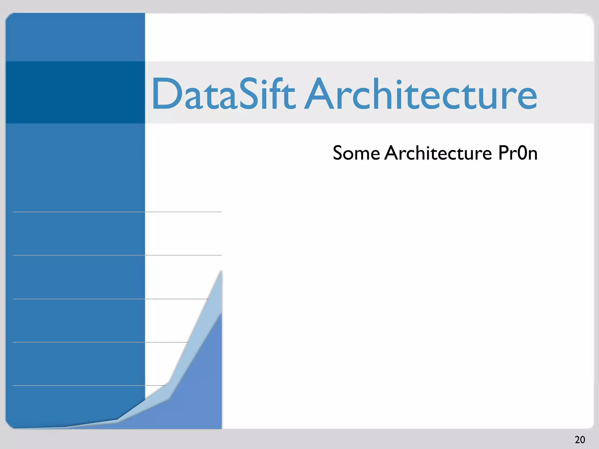 DataSift Architecture
         Some Architecture Pr0n




                                  20
 