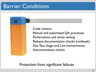 Barrier Conditions


              Code reviews
              Manual and automated QA processes
              Performance ...
