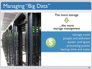 Managing “Big Data”
                      The more storage


                           ...the more
                      ...