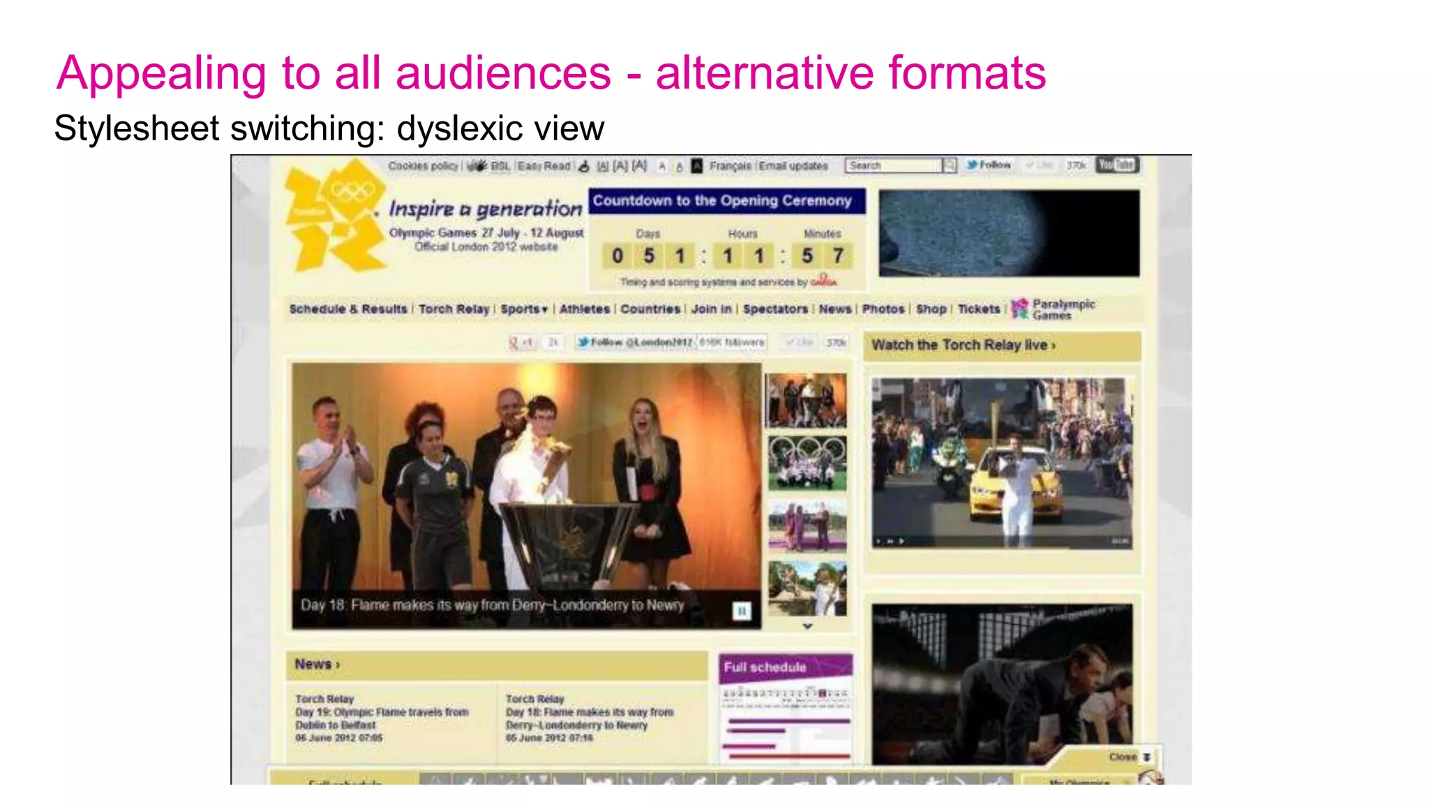 
Our Games-time online ambition
We set out a vision in 2010 To be the most visited Games-time website ever




                                                        
comprising:




                                                       
1. Ultimate authority on the Games with comprehensive, unbiased provision of
   results;




                                                        
2. A 'sense of live' that provides greater access to the event wherever the user
   is;
3. Appealing to all audiences, irrespective of
   location, ability, age, background, and level of sporting knowledge;
4. Encouraging people to interact and engage with the inspiring stories of the
   Games.
5. Generate revenue (target confidential, sorry chaps)
 