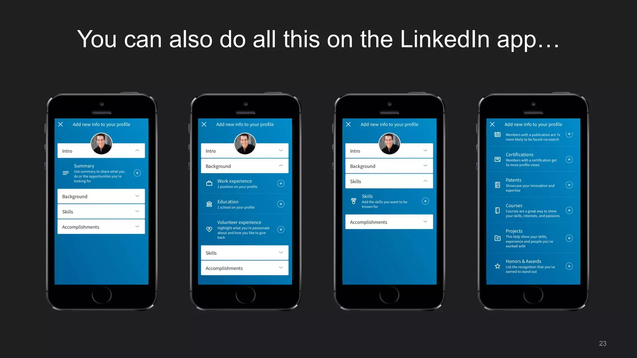 23
You can also do all this on the LinkedIn app…
 