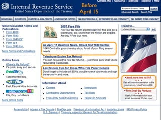Before
                  April 15
IRS before 4/15
 