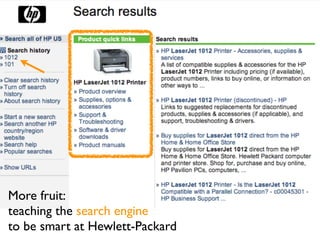 More fruit:
                            small search




More fruit:
teaching the search engine
to be smart at Hewlett-Packard
 