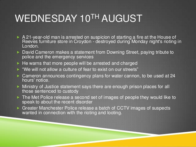 London riots: timeline picture