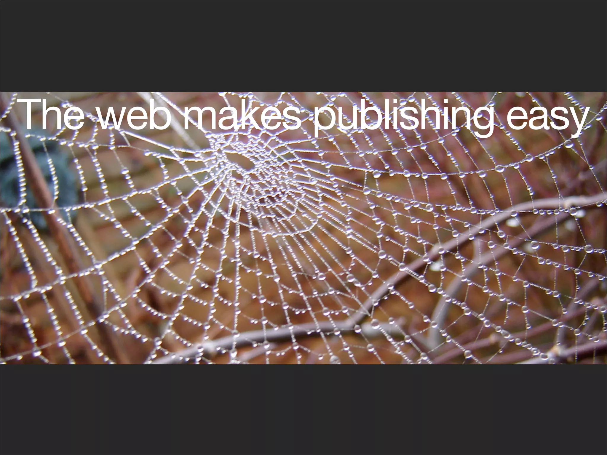 The web makes publishing easy
 