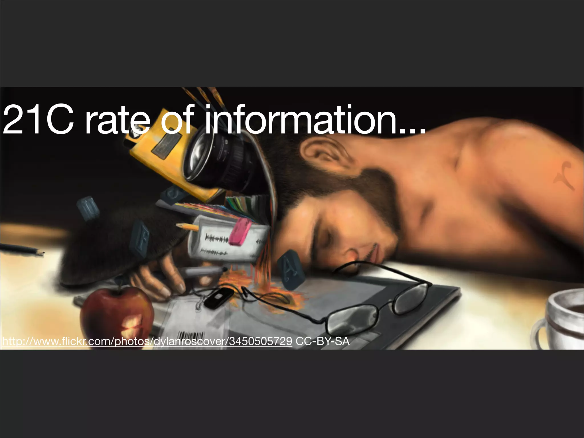 21C rate of information...




http://www.ﬂickr.com/photos/dylanroscover/3450505729 CC-BY-SA
 