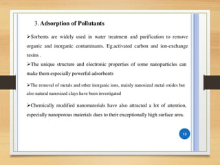 NANOTECHNOLOGY IN WASTE WATER TREATMENT | PPTX