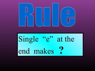 Single “e” at the
end makes

?

 