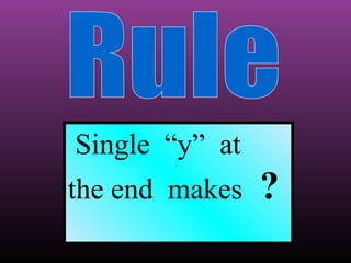 Single “y” at
the end makes

?

 