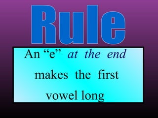 An “e” at the end
makes the first
vowel long

 