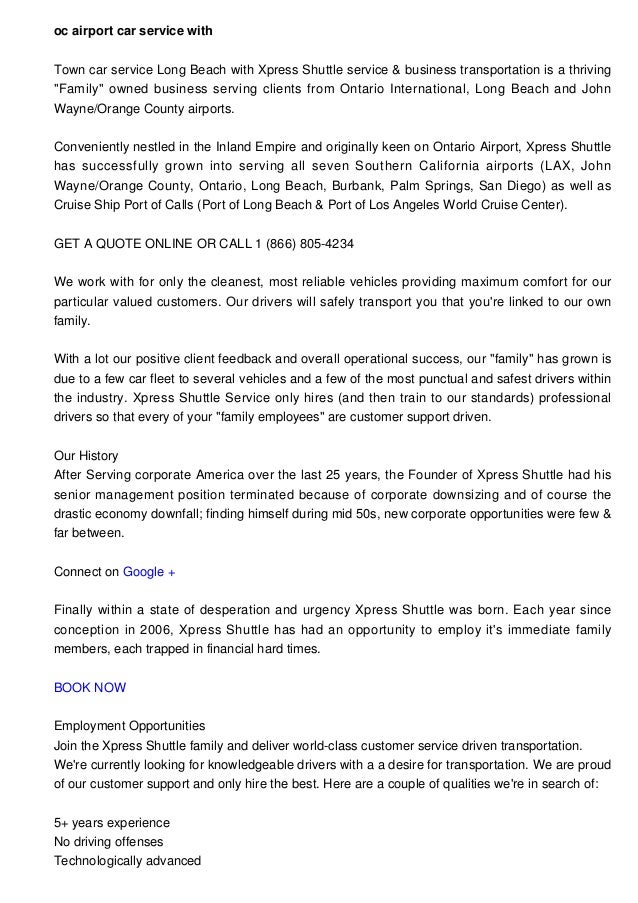 Town car service in Ontario with Xpress Shuttles