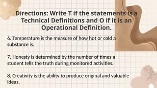 Comprehensive Research Terminology and Definition Quiz for Students | PPTX