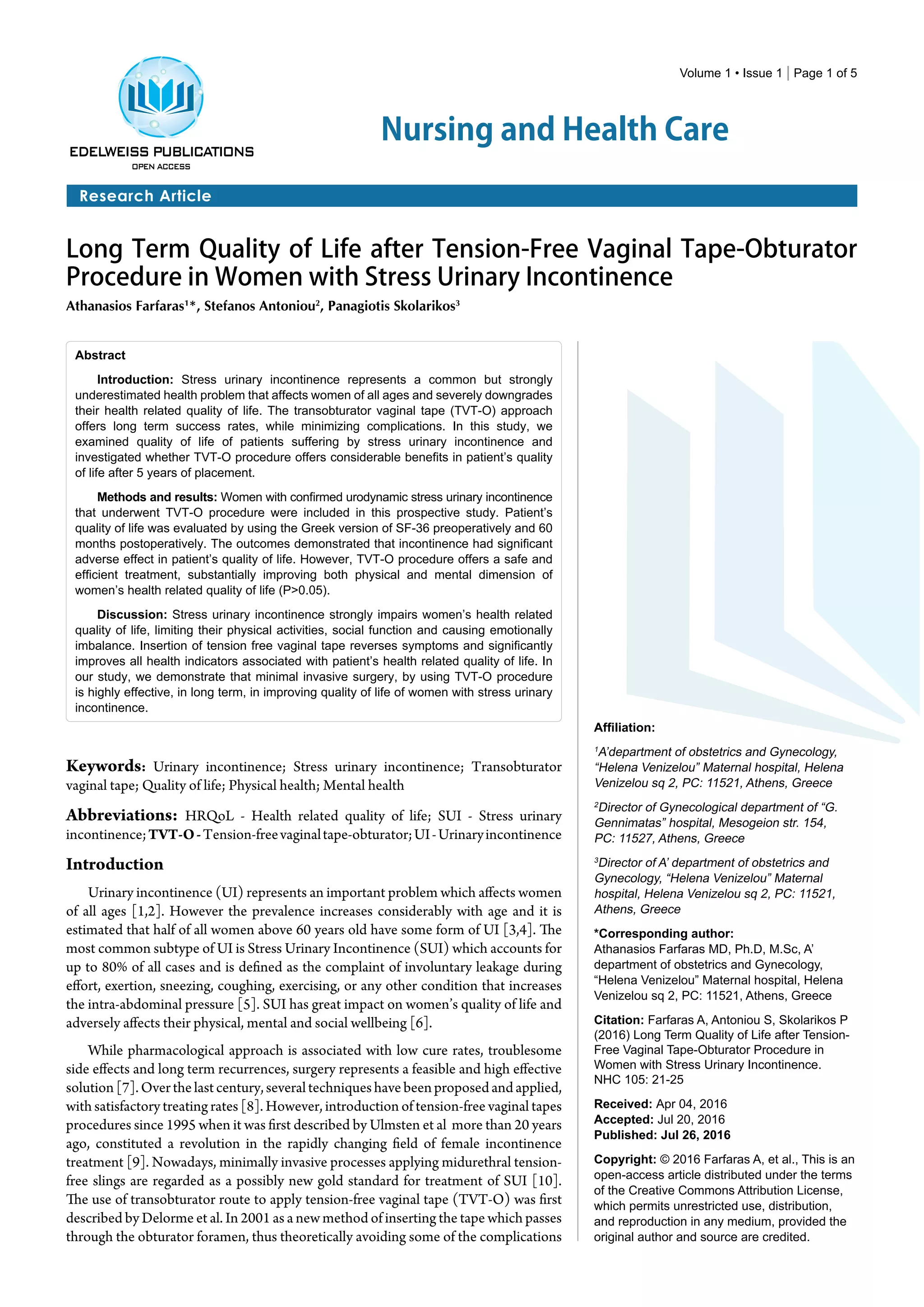 Long term-quality-life-tension-free-vaginal-tape-obturator-procedure ...