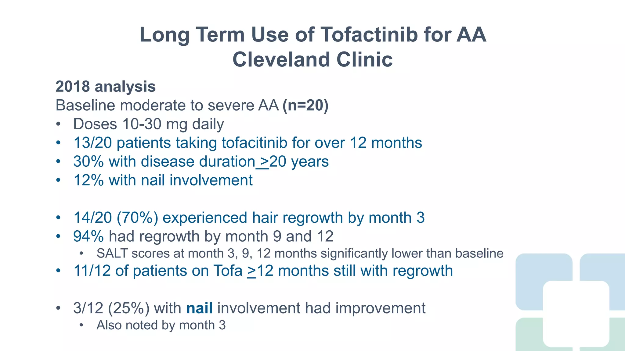 Long Term Treatment for Severe Alopecia Areata with Oral Tofacitinib ...