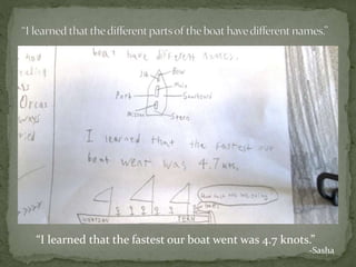 “I learned that the fastest our boat went was 4.7 knots.”
-Sasha
 