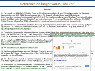 Reference no longer works: ‘link rot’
Fail !!
 