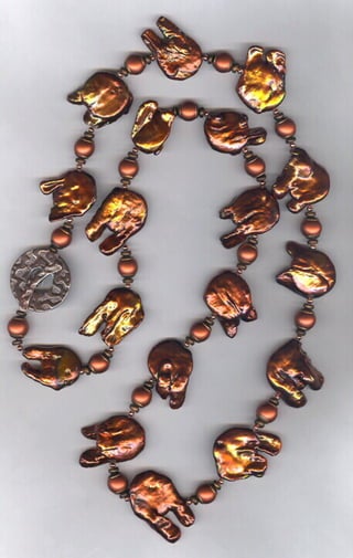 Long Copper Keshi Pearls