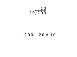 2 0 2 0 0
1 0
2 0 0 ÷ 2 0 = 1 0
 
