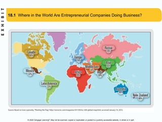 © 2020 Cengage Learning®. May not be scanned, copied or duplicated, or posted to a publicly accessible website, in whole or in part.
18.1 Where in the World Are Entrepreneurial Companies Doing Business?
 