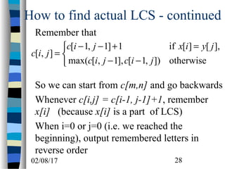 Longest common subsequences in Algorithm Analysis | PPT