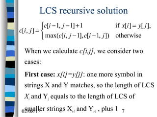 Longest common subsequences in Algorithm Analysis | PPT