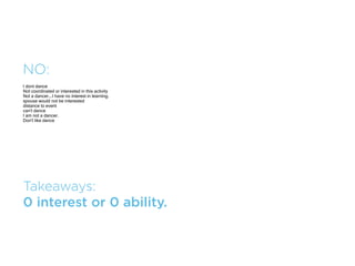MAYBE:
Not too enticing as it sounds more commercial and promotional than a community building low-key exercise opportunity. One would see that sort of posting
in Daily Candy or Groupon.
time constraints
willing to do yoga in a group with an instructor
My wife would enjoy it. Have not tried yoga myself.




Takeaways:
Possible female bias.
 