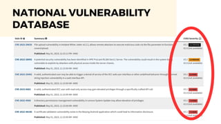 NATIONAL VULNERABILITY
DATABASE
 